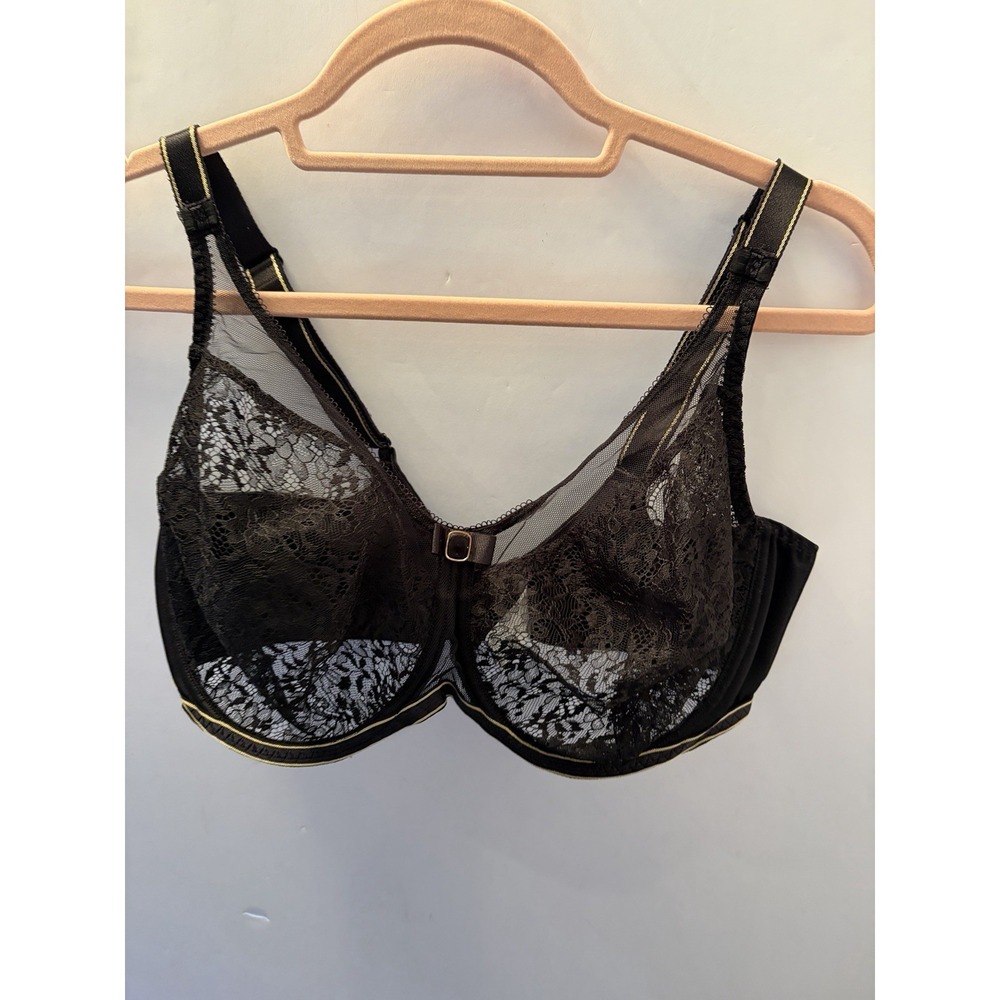 Empreinte Allure Full Cup Bra 36F Black Lace Underwire French Luxury Lingerie